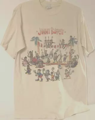 Buy Jimmy Buffett Chameleon Caravan Tour 1993 Vintage Concert Off White T-Shirt L • 90.52£