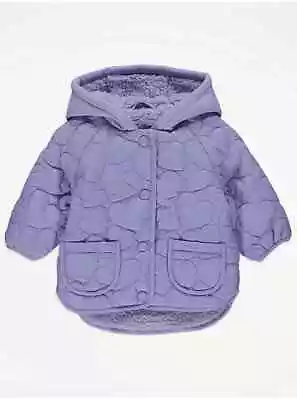 Buy Girls Lilac Light Weight Quilted  Jacket With Borg Fleece Lining Age 12-18 Month • 5.50£