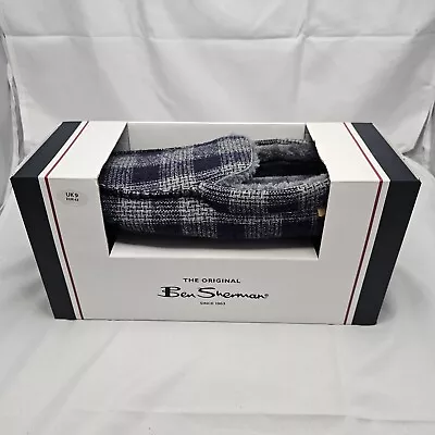 Buy Men's Ben Sherman Oberoi Moccasin Slippers Grey/​Blue Check Size 9 Brand New • 20£