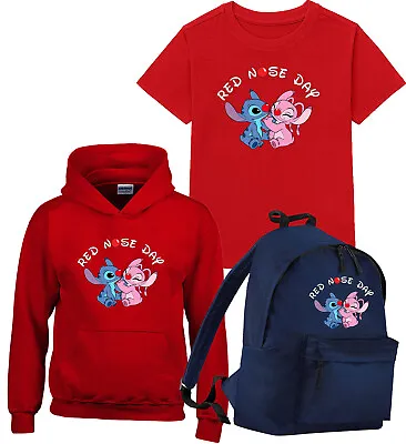 Buy New Red Nose Day 2024 Kids TShirt Lilo & Stitch Funny School Bagpack Hoodie Top • 13.99£