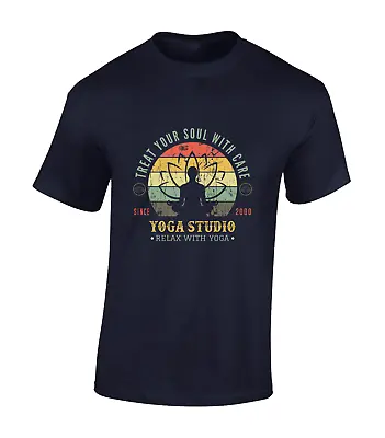 Buy Treat Your Soul With Care Mens T Shirt Yoga Namaste Lotus Peace Fashion Top • 7.99£