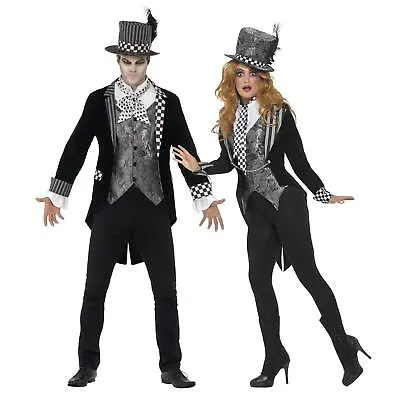 Buy Delux Dark Mad Hatter Costume Mens Ladies Halloween Alice Couples Fancy Dress • 28.84£