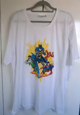 Buy Justice League T. Shirt Batman Superman Flash White DC T-Shirt Size XXL  2XL • 9.99£