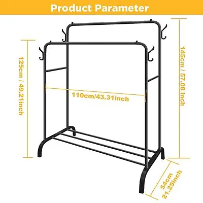 Buy Heavy Duty Double Clothes Rail Hanging Rack Garment Display Stand Storage Shelf • 20.95£