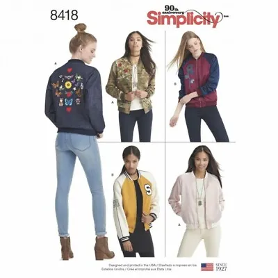 Buy Simplicity Sewing Pattern 8418 Misses Lined Bomber Varsity Jacket Various Styles • 16£