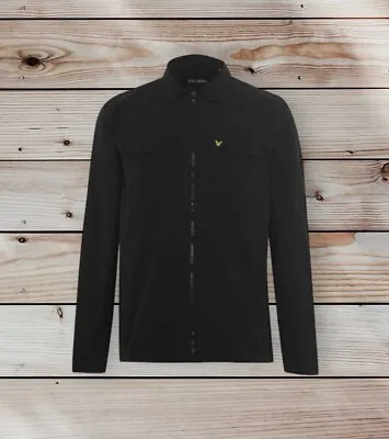 Buy Lyle And Scott Cotton Twill Over Shirt Full Zip Jacket Washed Black XXL RRP £95 • 59£