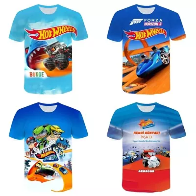 Buy Kids Unisex 3D Hot Wheels Casual Short Sleeve T-Shirt Tee Pullover Top Gifts UK • 8.98£