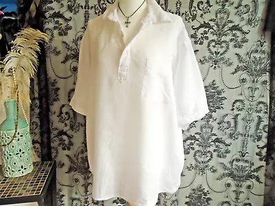 Buy PIRATE White Linen Artist Smock Blouse Medieval Peasant Gypsy Cosplay Large 24 • 12.99£