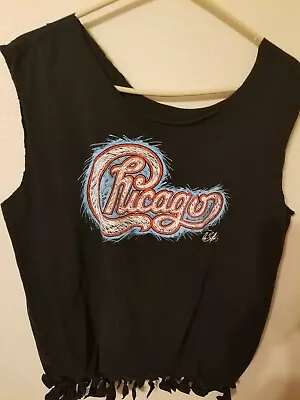 Buy Chicago Band T Shirt Sleeveless Size XL Raw Edge Tied On Bottom Can Remove 25 L • 18.93£