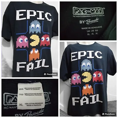 Buy Pac Man Epic Fail T Shirt Black Official Licence By Bravado Size XL Retro • 9.99£