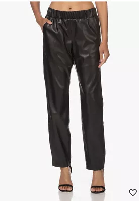 Buy Anine Bing Colton Faux Leather Black Track Pants Elastic Waste Size XS Lined • 114.85£