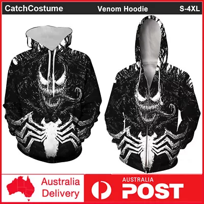 Buy Venom Spiderman Hoodie 3D Print Sweatshirt Hooded Coat Superhero Cosplay Costume • 22.50£