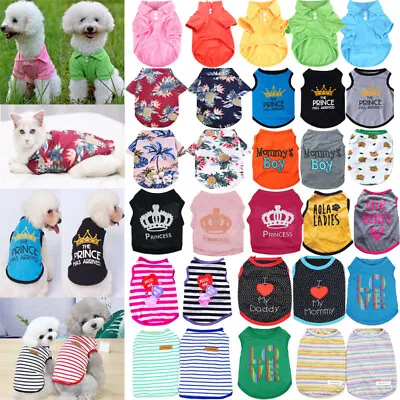 Buy Pet Summer Vest Small Dog Cat T-shirt Sleeveless Puppy Cotton Clothes Shirt Soft • 2.99£