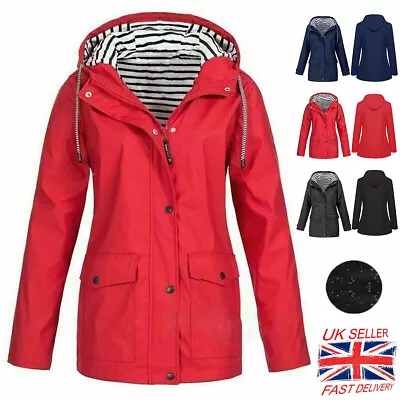 Buy Womens Waterproof Raincoat Ladies Outdoor Wind Rain Forest Jacket Coat Plus Size • 13.89£