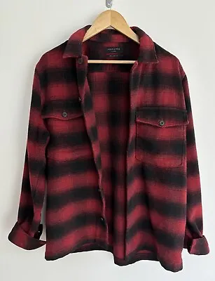 Buy Allsaints “BETHUNE” Shacket Overshirt Red Black Check Lumber Jack XL Relaxed • 39.99£
