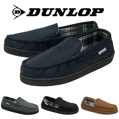 Buy Dunlop Mens Faux Suede Moccasin Slippers Memory Foam Inner Sole Sizes 7-12 • 19.99£