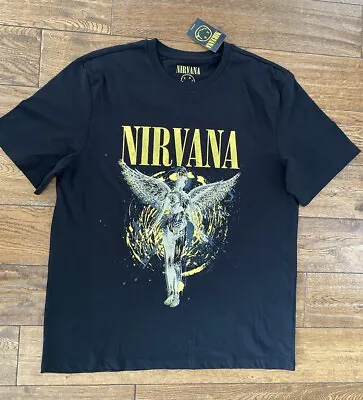 Buy Next Nirvana Black Yellow Print T-shirt Size L • 12.99£