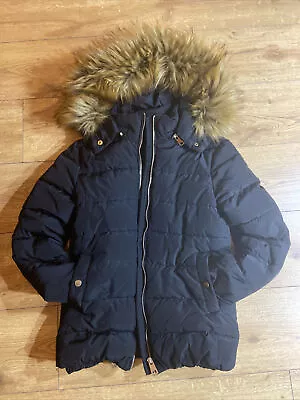Buy Black Fur Hood Coat Small • 65£