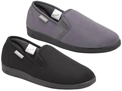 Buy Mens Suede Effect Slippers Dunlop Soft Comfy Warm Lining Outdoor Sole UK 6-13 • 15.99£