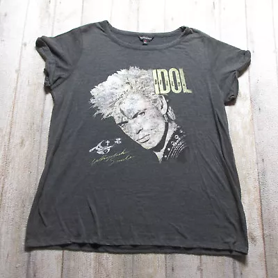 Buy Rock & Republic Billy Idol Concert Shirt Womens Extra Large Gray Whiplash Smile • 15.46£