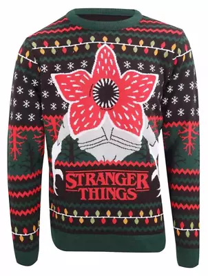 Buy Official Stranger Things Demogorgon Knitted Christmas Jumper Sweater Xxl Bnwt • 34.95£