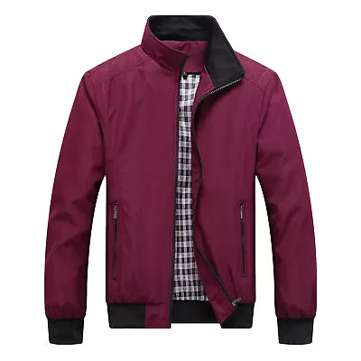 Buy Men's Jacket Spring And Autumn Casual Men's Clothing Pilot Zipper Coat • 17.27£
