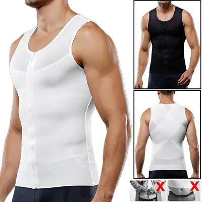 Buy Men Best Slimming Body Shaper T Shirts Tummy Control Tank Male Corset Girdle Top • 15.99£