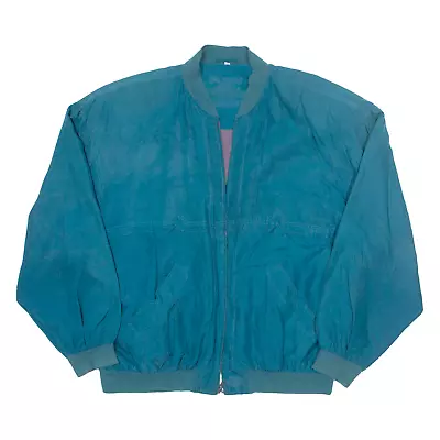 Buy Vintage TED STONE Mens Bomber Jacket Blue Silk 90s L • 11.99£