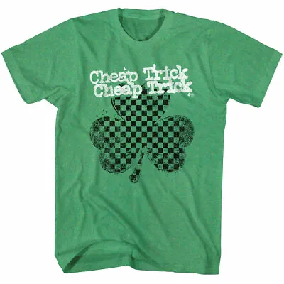 Buy Cheap Trick Checkerboard Shamrock Men's T Shirt Rock Concert Tour Music Merch • 42.23£