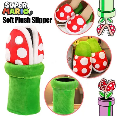Buy Super Mario Bros Big Poison Piranha Plant Slippers Soft Plush Unisex Adult Shoes • 18.99£