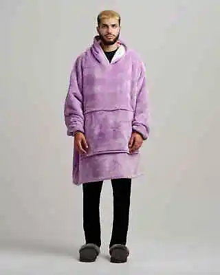 Buy Adult Unisex Oversized Oodie Extra Thick Sherpa Fleece Soft Blanket Hoodie UK • 28.99£