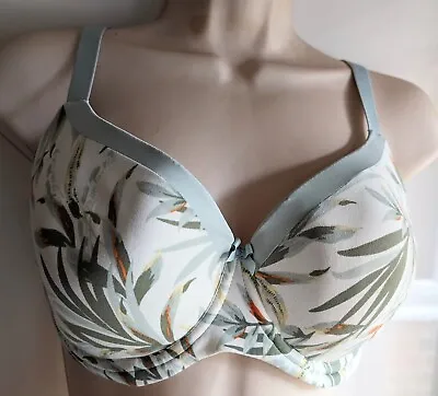 Buy M&S Sumptuously Soft Smooth Wired Bra Green Leaf Print T-shirt Full Cup 30/32E • 11£