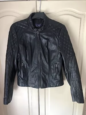 Buy Armani Jeans Women's Leather Jacket Black 100% Leather Size UK 10 VGC • 29£