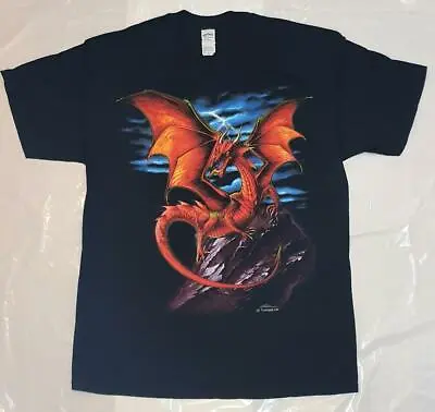 Buy T Shirt Red Dragon On Rock - T-shirt  Fantasy Gothic  Myth • 12.99£