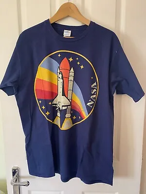 Buy Mens Blue 100% Cotton Graphic T-Shirt NASA Space Shuttle XL • 9.49£