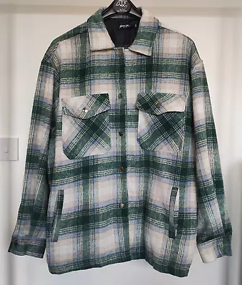 Buy Nasty Gal Green Checked Oversized Shirt/Jacket, Lined, 100% Cotton - Size L/XL • 9.99£
