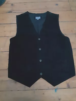 Buy Mens Black Suede Waistcoat Size Medium By Ninety Clothing Stud Fasteing • 5.95£