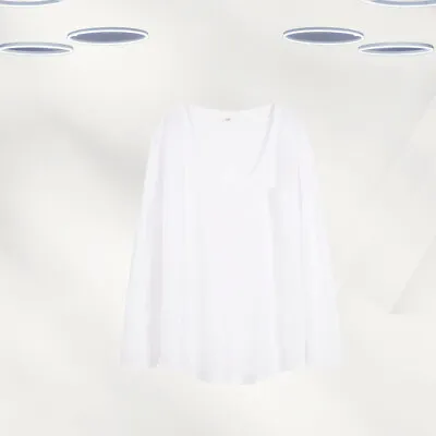 Buy Ex Hush Women’s Long Sleeve Scoop Neck Cotton T-shirt In White (Defect) • 11.99£