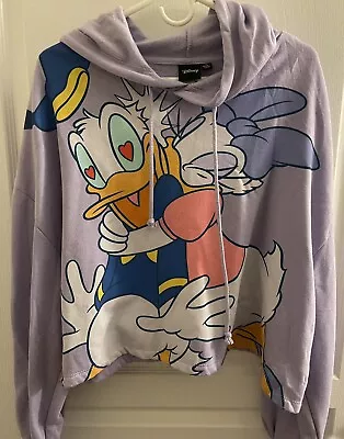 Buy Disney Daisy Donald Duck Juniors' Purple Hoodie Cropped Juniors XL 15-17 • 16.81£