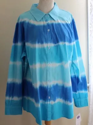 Buy NWT Diane Gilman Sz 2X Funky Blue Dip-Dye Vibrant Lagenlook Art-to-Wear Tunic • 56.38£