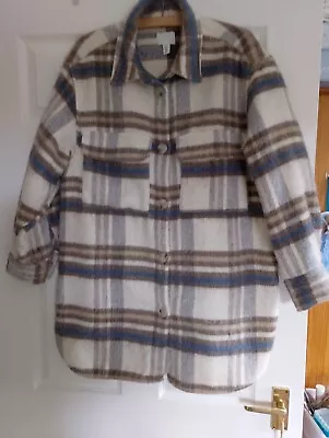 Buy H&M Ladies Shacket Size M. Blue, Brown And Cream Checks. • 0.99£