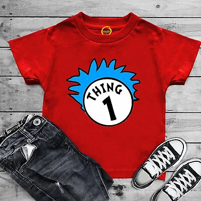 Buy Kids Women Men Thing 1 And Thing 2 T-Shirts World Book Day Funny Design Tee Tops • 10.99£