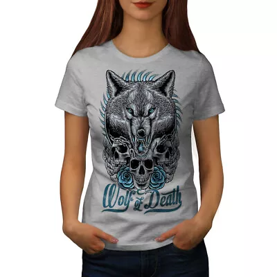 Buy Wellcoda Wolf Of Death Art Animal Womens T-shirt,  Casual Design Printed Tee • 14.99£