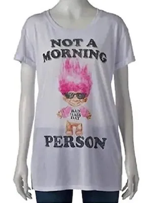 Buy Troll Not A Morning Person T-Shirt Bad Hair Day (Juniors Large) White NWT • 14.46£