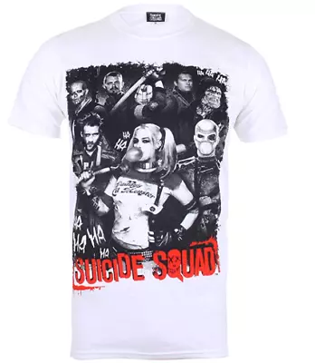 Buy DC Comics Men's Suicide Squad Group T-Shirt, White, Large • 10£