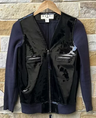 Buy Marni X H&M Patent Leather Jacket Eu 32 Us2 Black Bomber Baseball  . • 69.33£