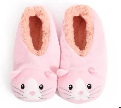 Buy Pink Fun Cat Design SnuggUps Slipper Socks Slippers Sherpa Fleece Suedette • 15.99£
