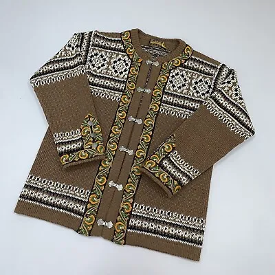 Buy Vintage NORDSTRIKK Men’s Fair Isle Wool Brown Knit Norwegian Cardigan Sweater L • 91.56£