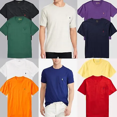 Buy Mens Ralph Lauren T Shirt 100% Cotton Crew Neck Short Sleeve Pocket T Shirt Top • 16.99£