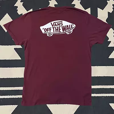 Buy Vans Off The Wall Classic Skateboard Logo Maroon Medium T-Shirt With Pocket • 11.95£